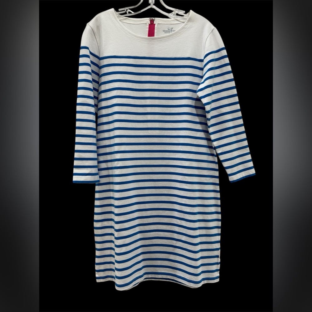 Vineyard Vines Women’s Striped Blue and White Dress Size Medium